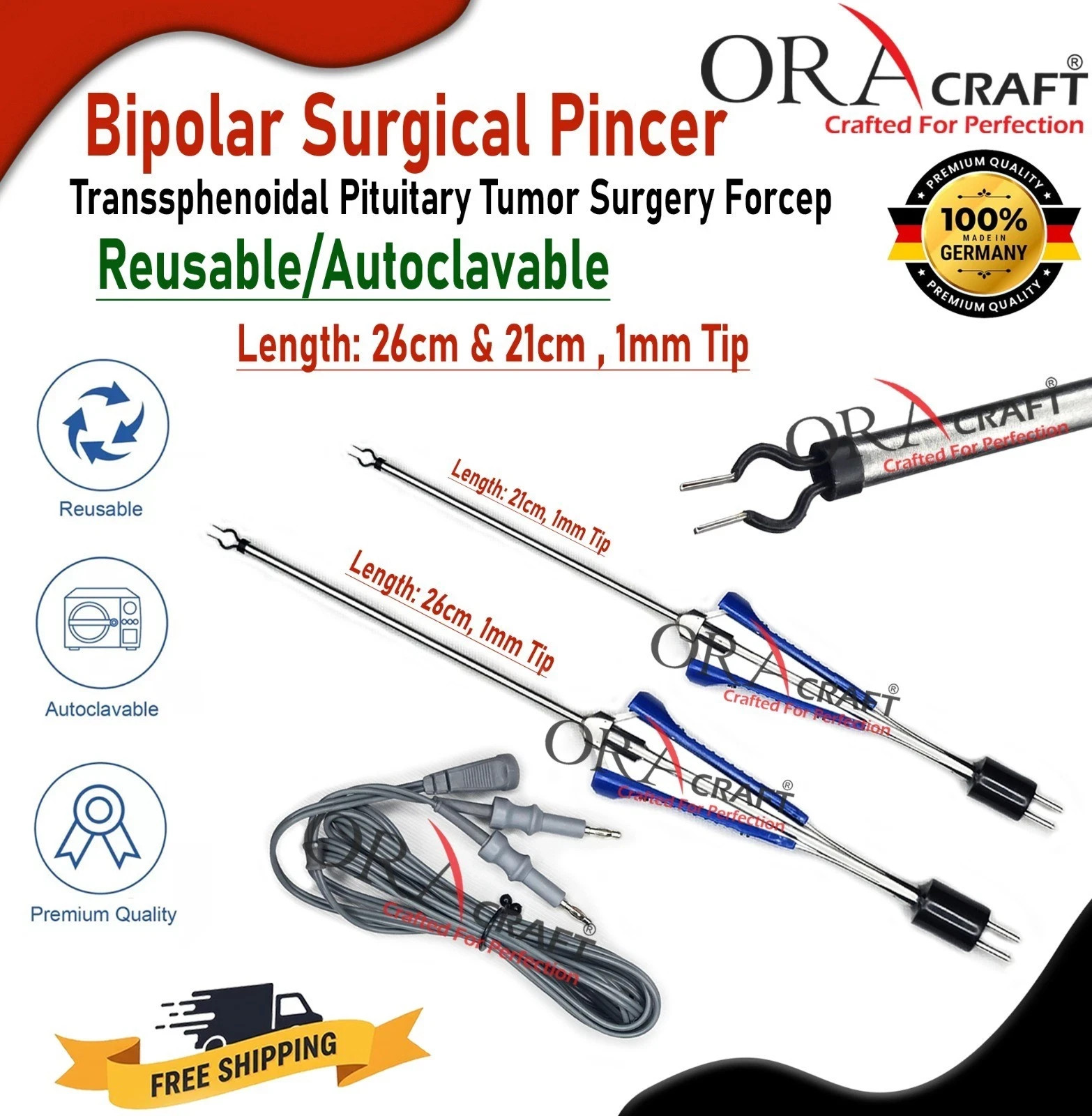 Bipolar Surgical Pincer – Transsphenoidal Pituitary Tumor Surgery Forcep & Cable