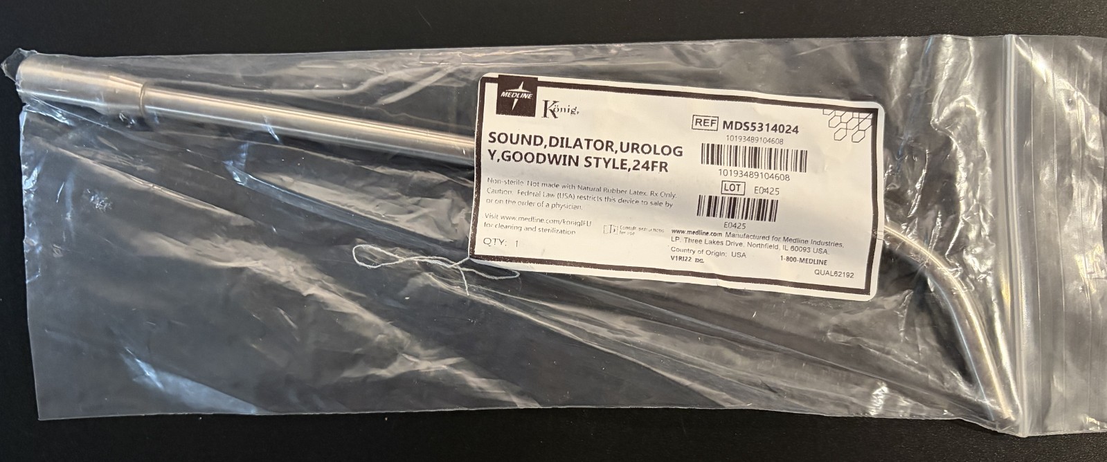 Medline Konig MDS5314024 Goodwin Style Urology Sound Dilator 24FR Surgical
