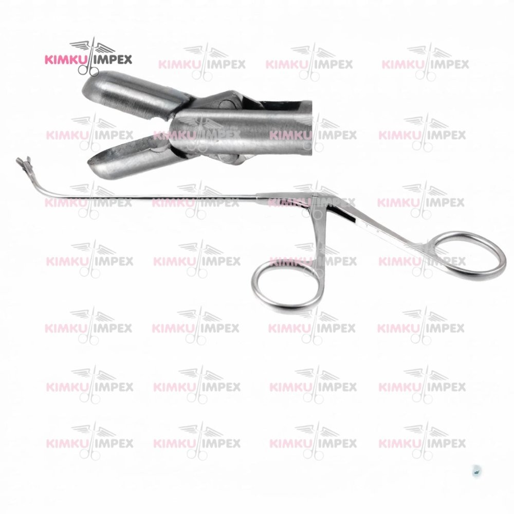 Biopsy & Grasping Forceps 6¼”, Curved Up 70°, Double Action, Ring Handle