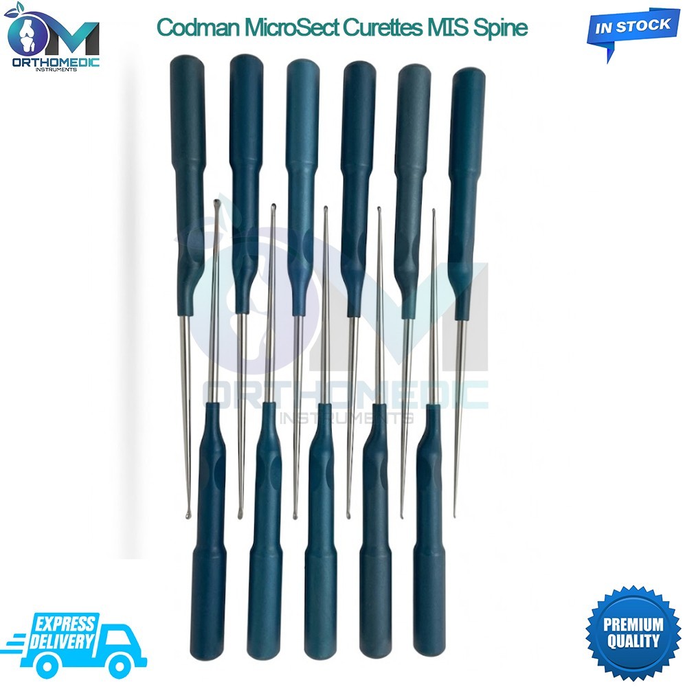 Set of 11 Codman MicroSect Curettes MIS Spine Curettes Cervical Neuro Orthopedic