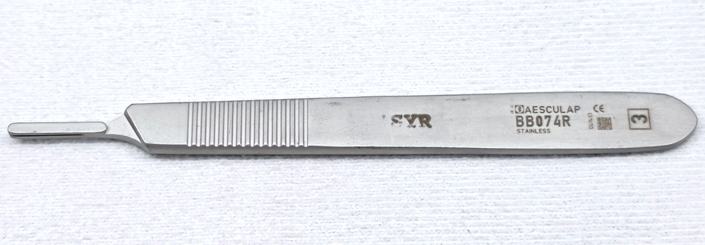 Aesculap BB074R Knife Handle #3 with MM and CM Scale, 5″ (125mm)