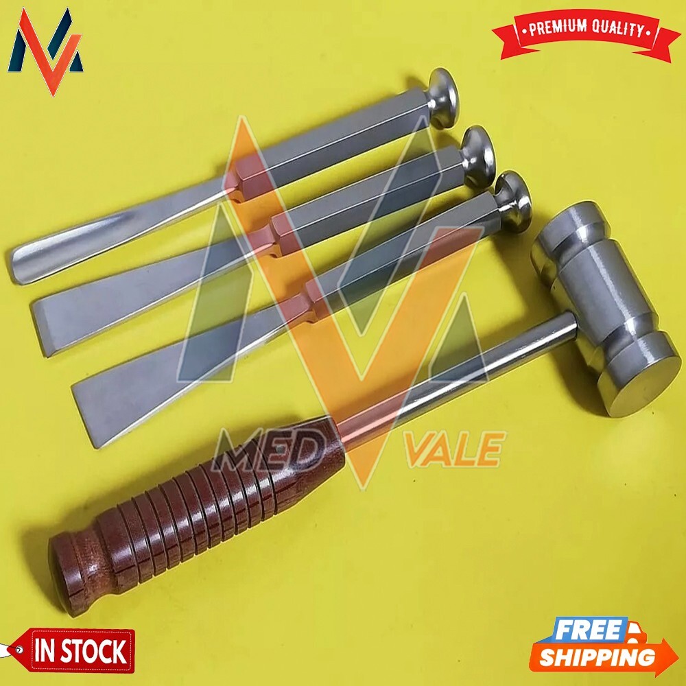 Stille Osteotomy Bone Chisel Gerzog Mallet Surgical Orthopedic Instruments 4 PCS