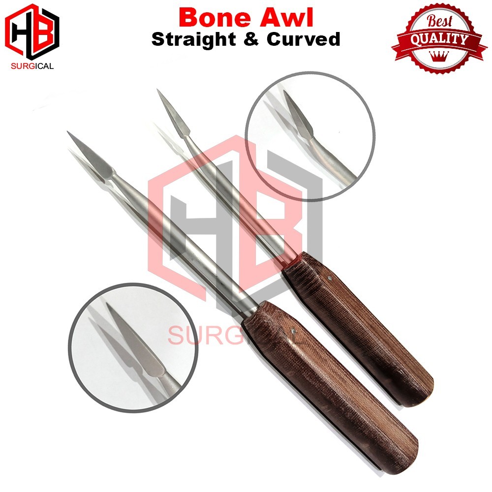 Bone Awl Fiber Handle Straight & Curved Orthopedic Bone Surgery Instrument Set