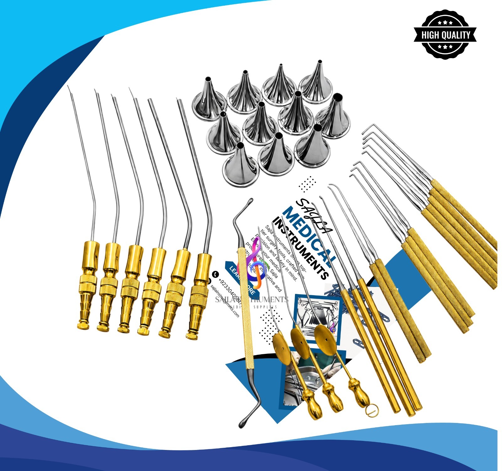34PCS Otology Surgical Instrument Set ENT Ear Surgery Kit Stainless Steel