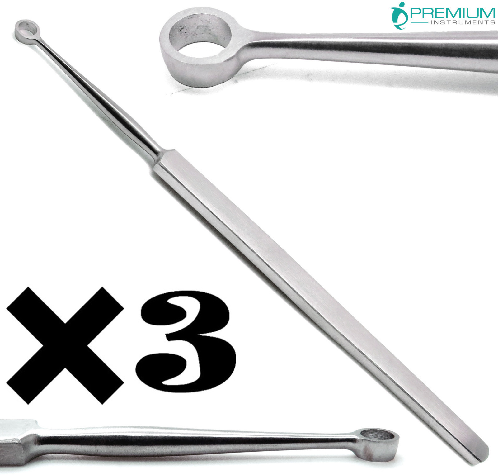 3× Fox Dermal Curettes Dermatology 5mm ENT 5.5″ Surgical MedicaI New Instruments