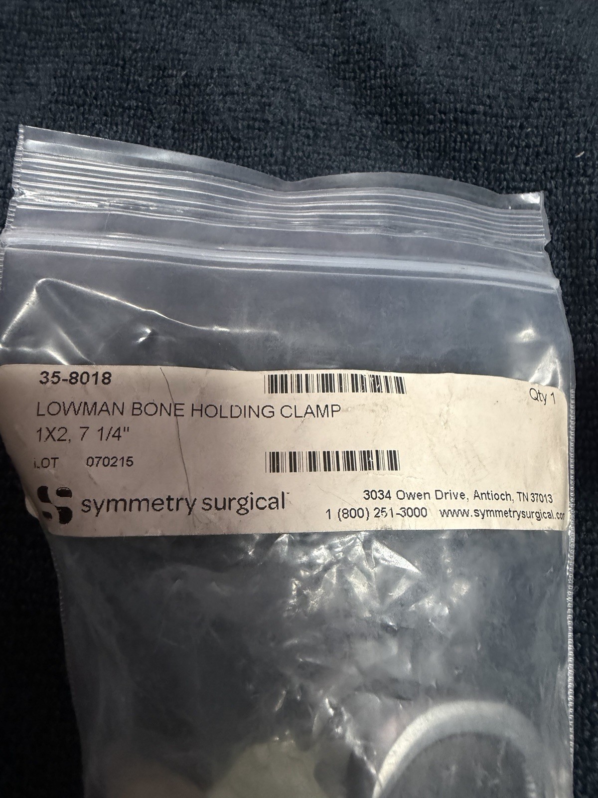 Symmetry Surgical Lowman Bone Holding Clamp 1×2 7 1/4in 35-8018 Orthopedic (2)
