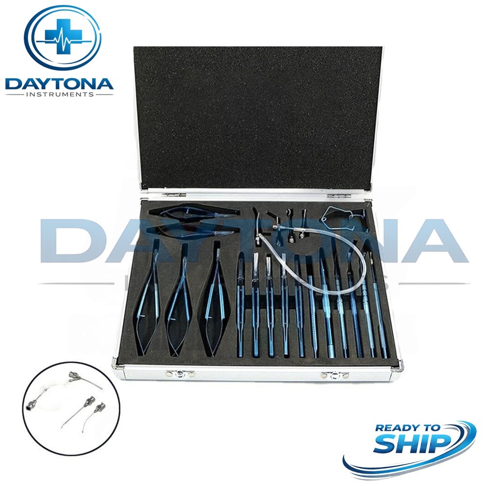 21 PCS Titanium Eye Cataract Ophthalmic Surgical Instruments Set With Case Box