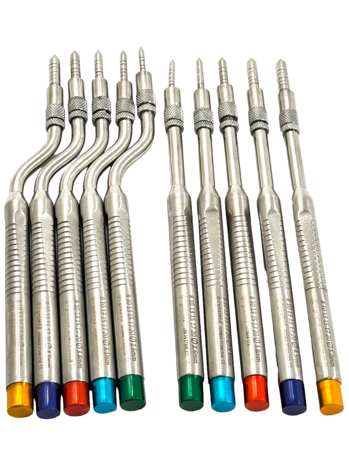 Convex + Concave Osteotome Offset + Straight, Color-Coded, Stainless (20 PCS)