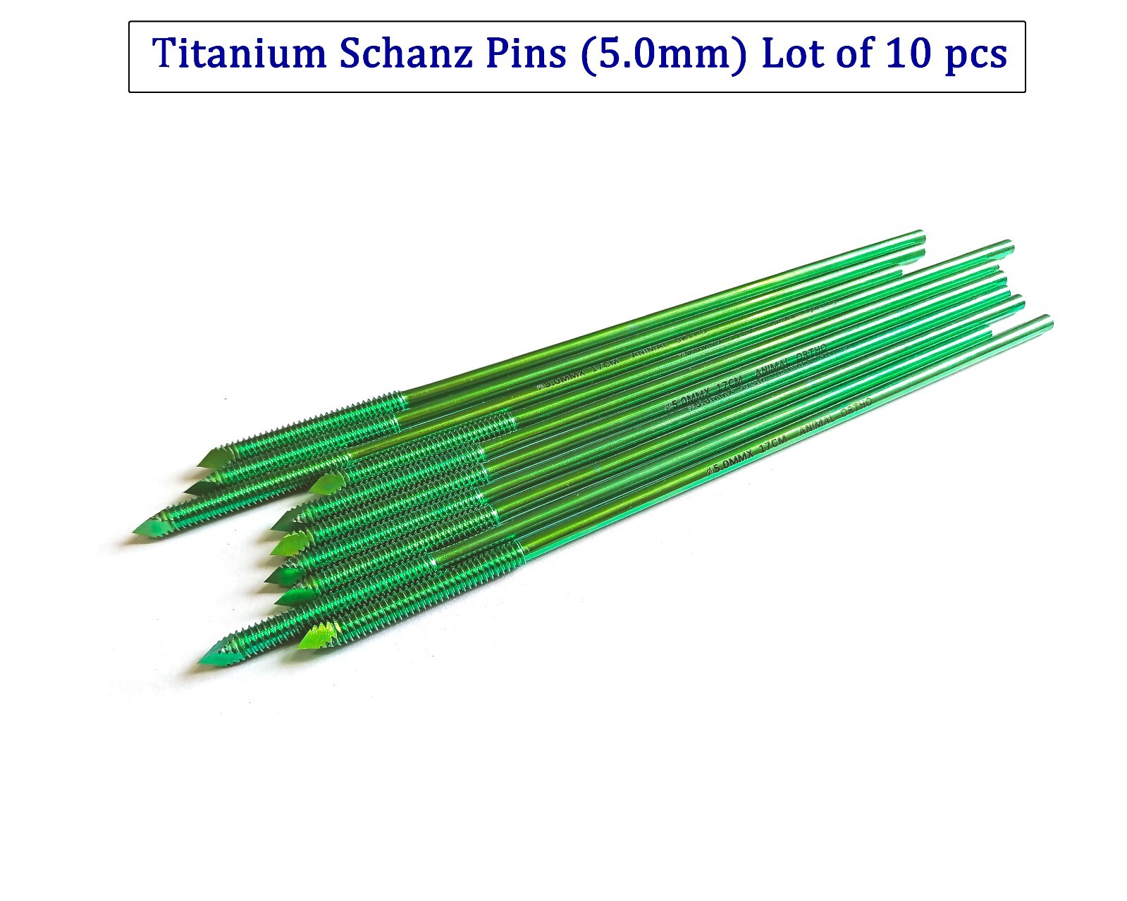 Titanium Schanz Pins 5.0mm Lot of 10 pcs Veterinary Surgical Instrument