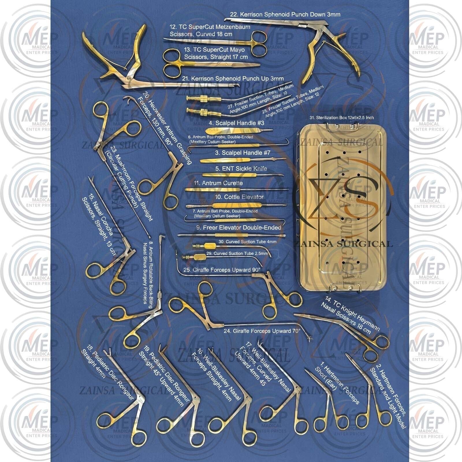 Fess Instruments Set Endoscopic Sinus Surgery A+German Steel ENT Instruments Set