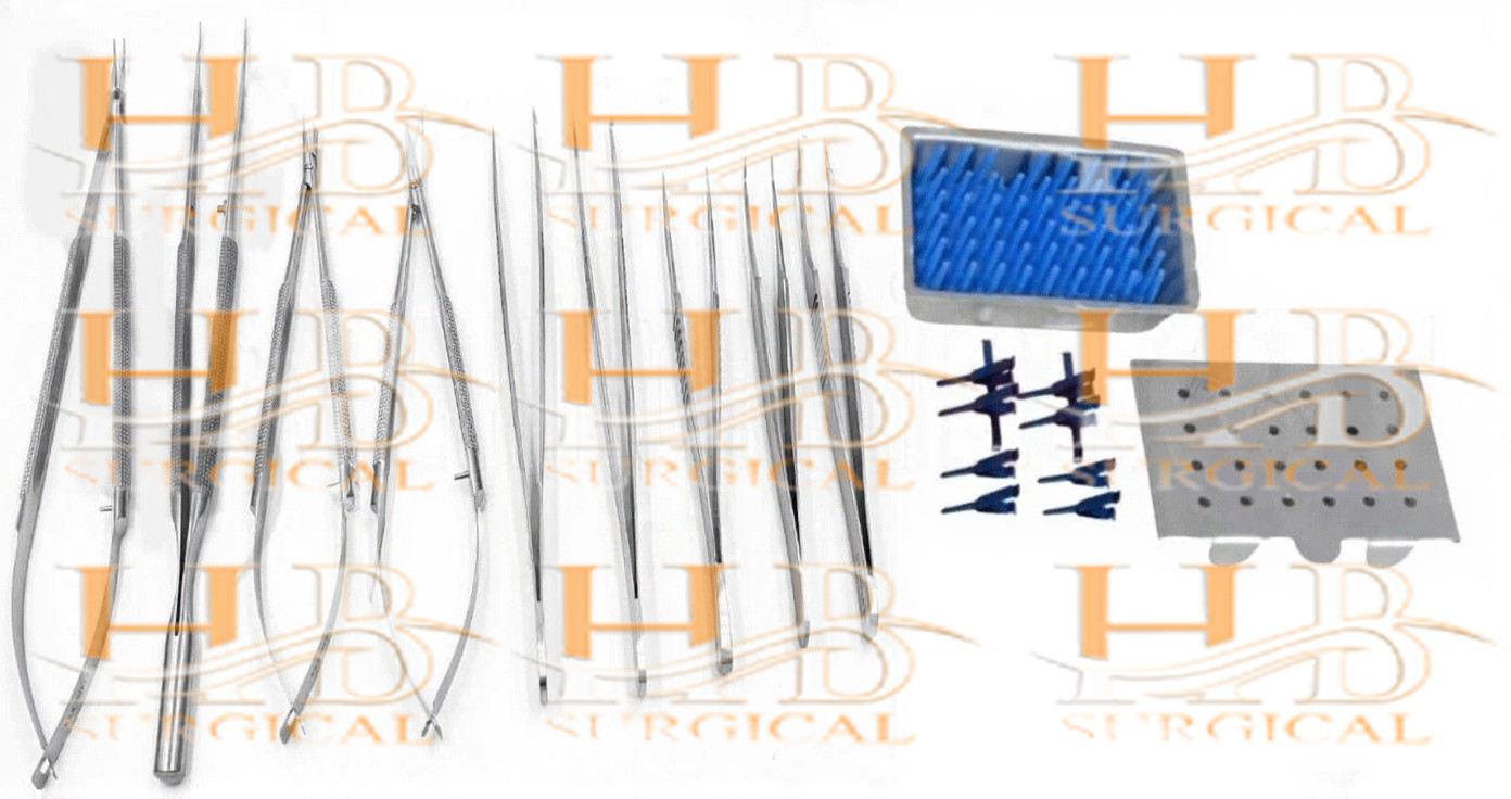 Micro Surgery Instrument Set 9 Pcs With Micro Vascular Clamp Plastic Surgery