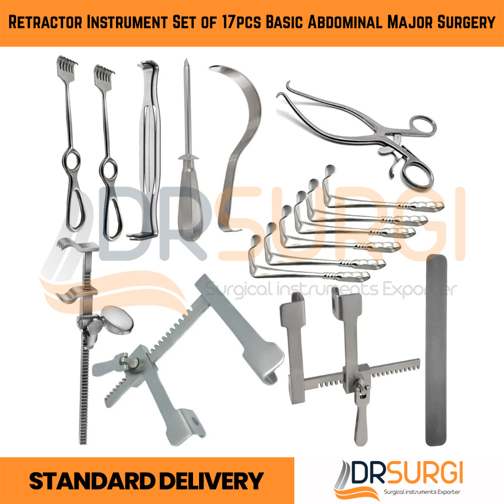 Retractor Instrument Set of 17pcs Basic Abdominal Major Surgery General Nasal Mi