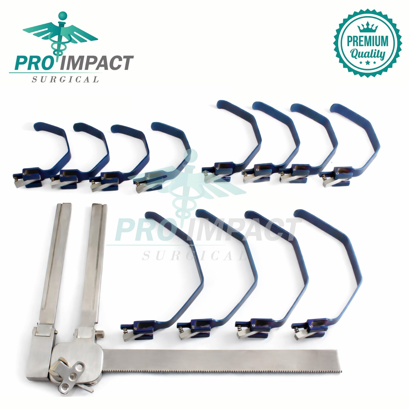 Super-Slide Laminectomy Casper Cervical 13 PCs Set High Blades Blue Coated Instr