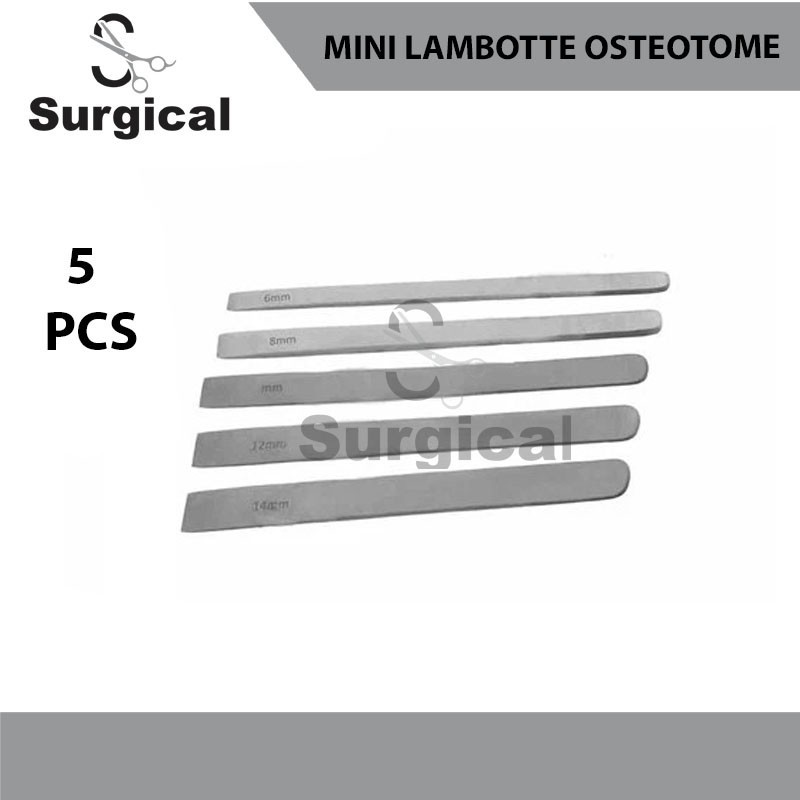 6,8,10,12,14 mm x 15 cm 5 PCs Set Silver Mini Lambotte Bone Osteotome Instrument