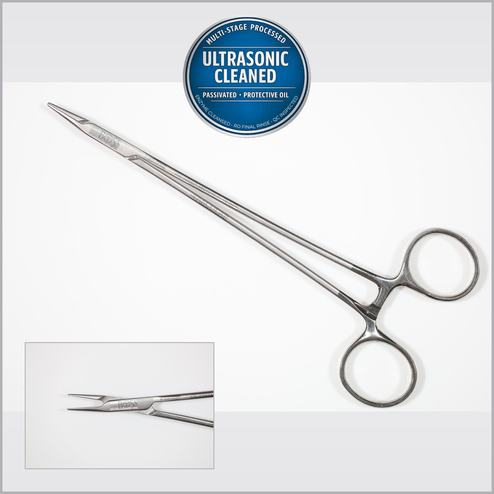 Boss 65-5082 Fine Touch Micro Needle Holder, Straight, Smooth, 7-3/8in