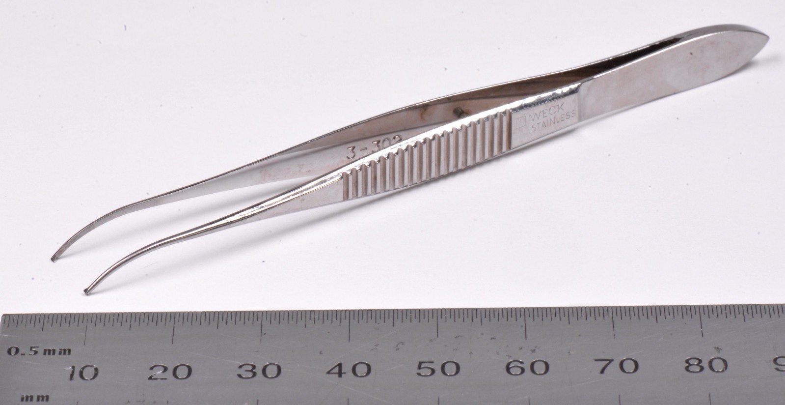 Weck #3-302 Iris Forceps 4″ Curved 1×2 Teeth Ophthalmic Surgical Germany