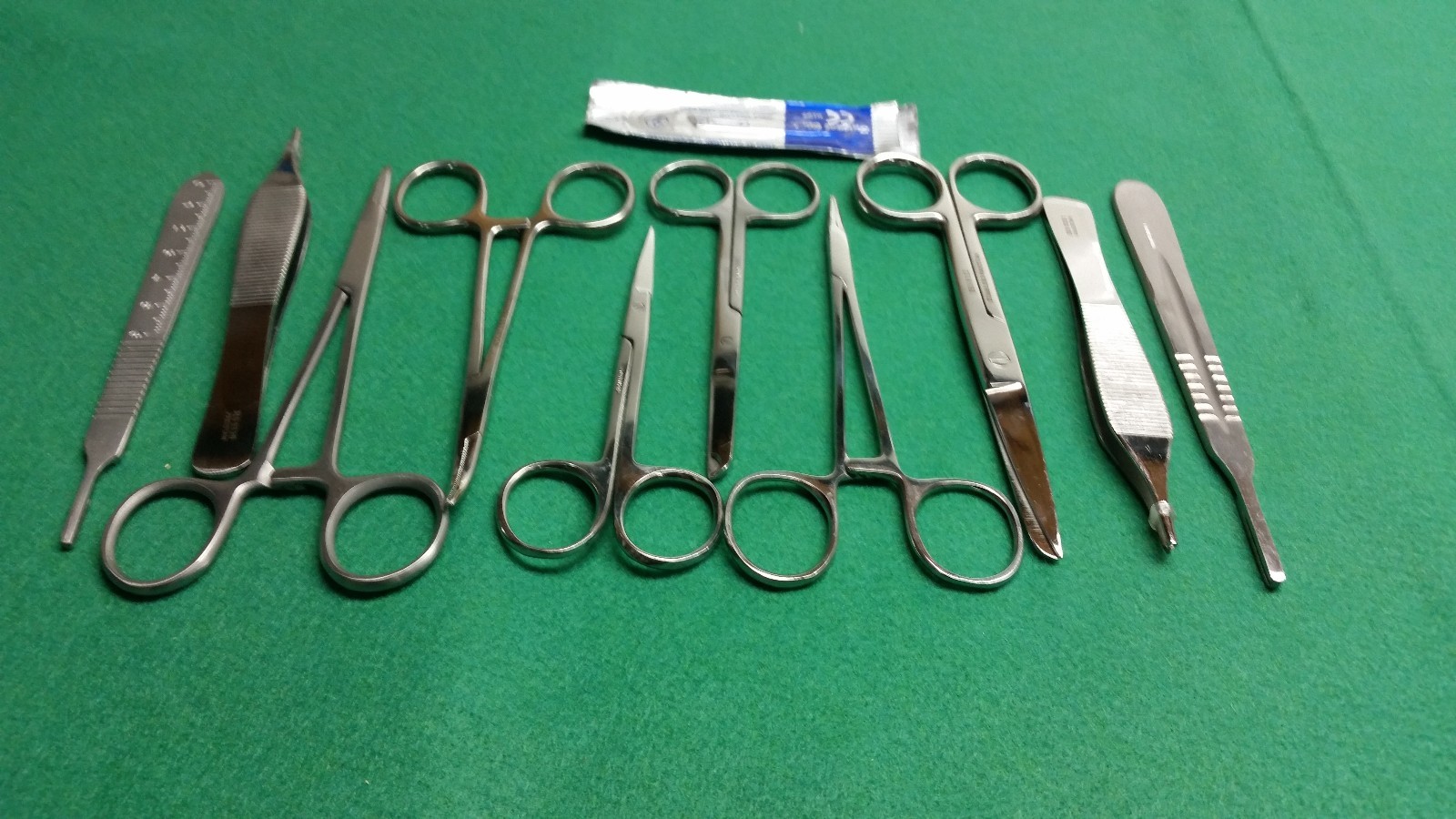 30 PC VETERINARY SURGERY SURGICAL INSTRUMENTS FORCEPS SCISSORS SURGICAL BLADES