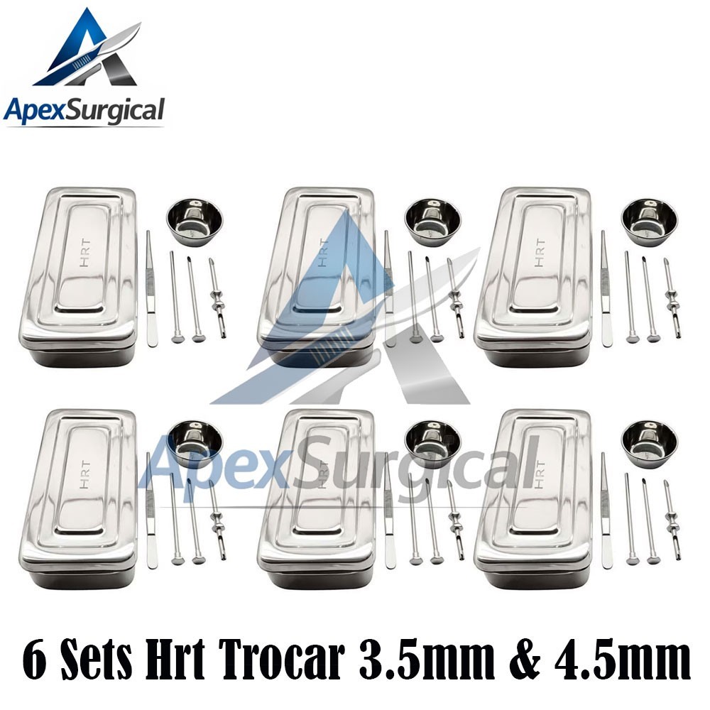 6 Sets HRT Trocar 3.5 mm & 4.5mm Hormone Replacement Pellet Insertion Kit