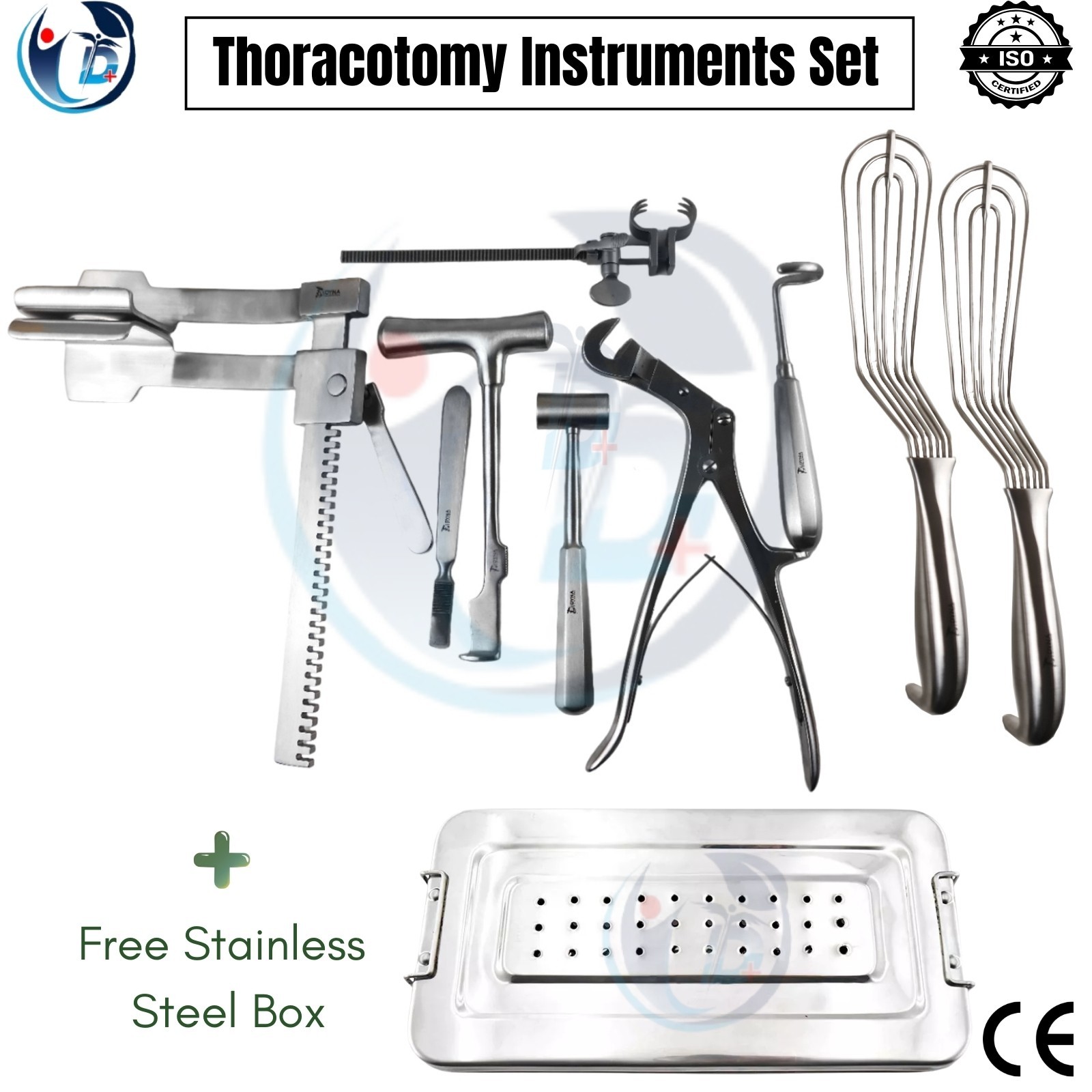 Thoracotomy Surgical Instrument Set Premium | Complete Kit Chest Surgery + Box