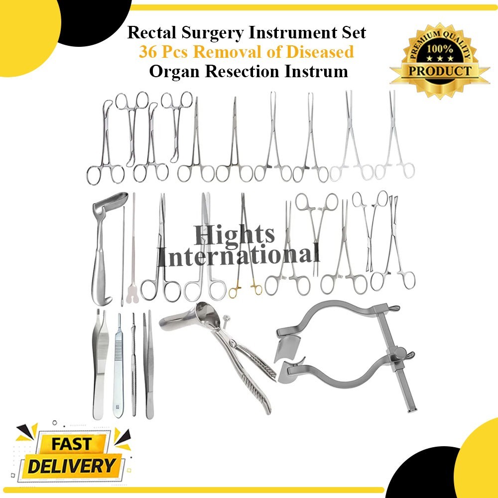 Rectal Surgery Instrument Set 36 Pcs Removal of Diseased Organ Rese Best Quality