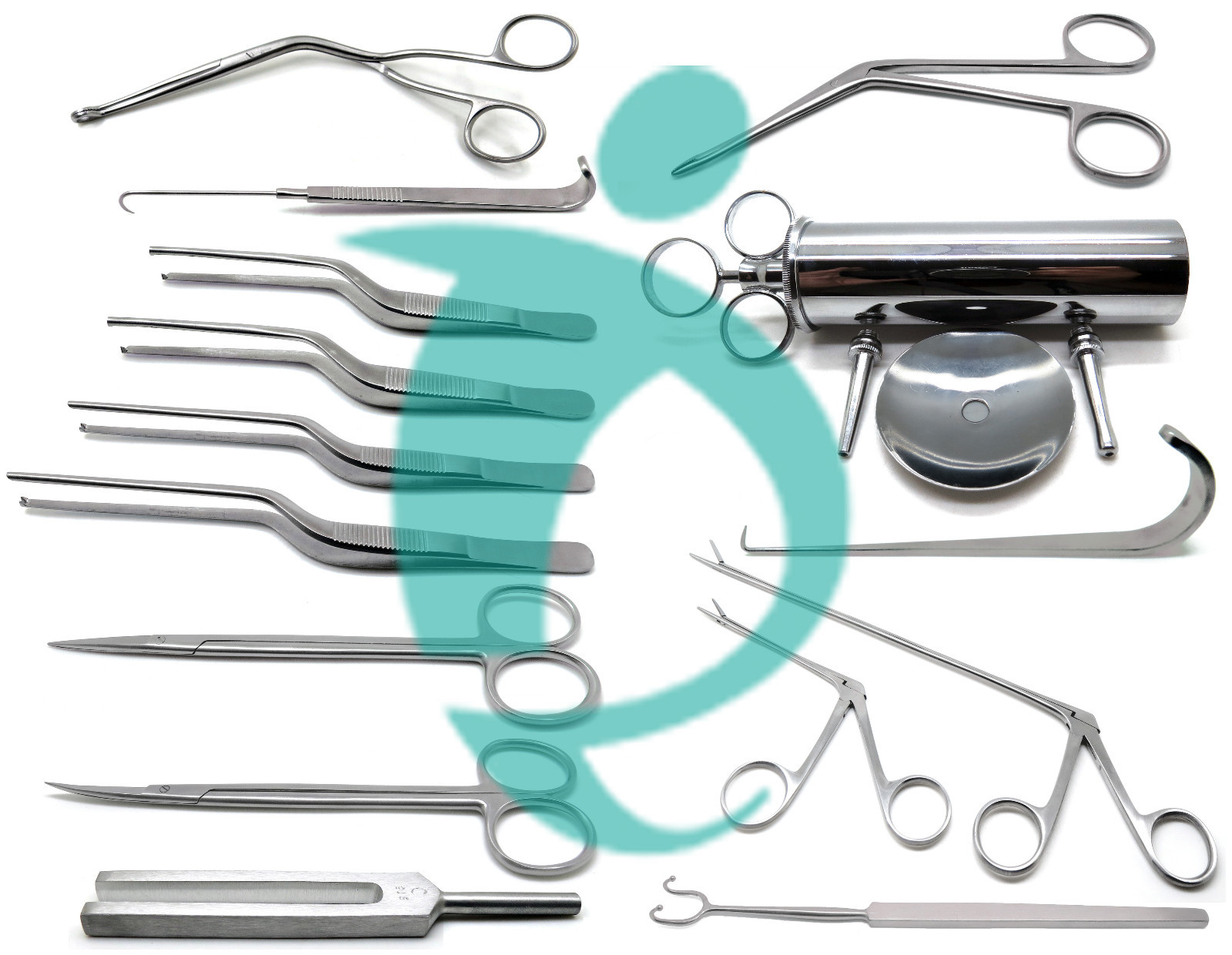 15 Pcs ENT Alligators Scissor Tweezer Retractors Syringe Forceps Set