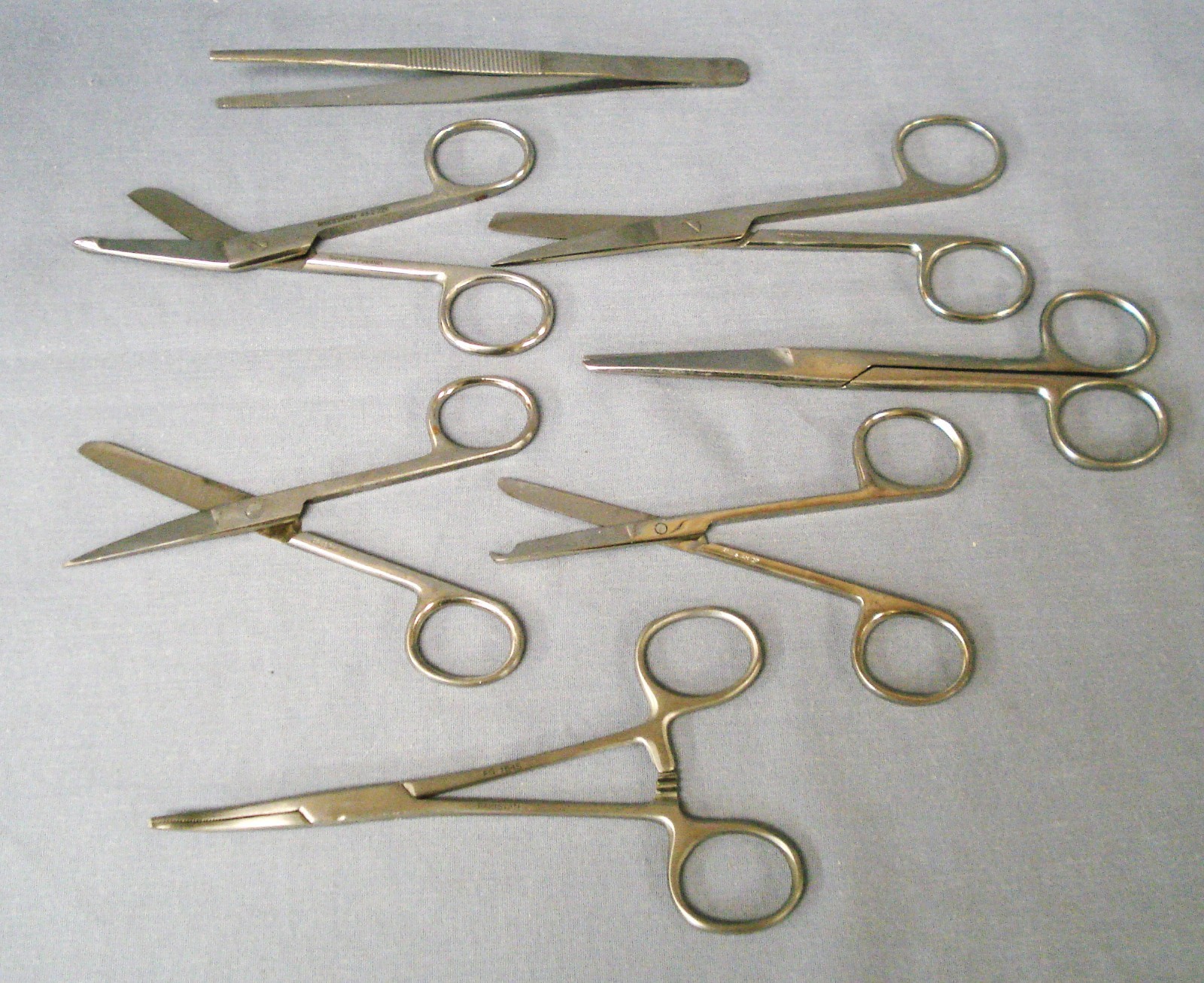 Seven Medical Tools; Tweezers, Scissors, etc.