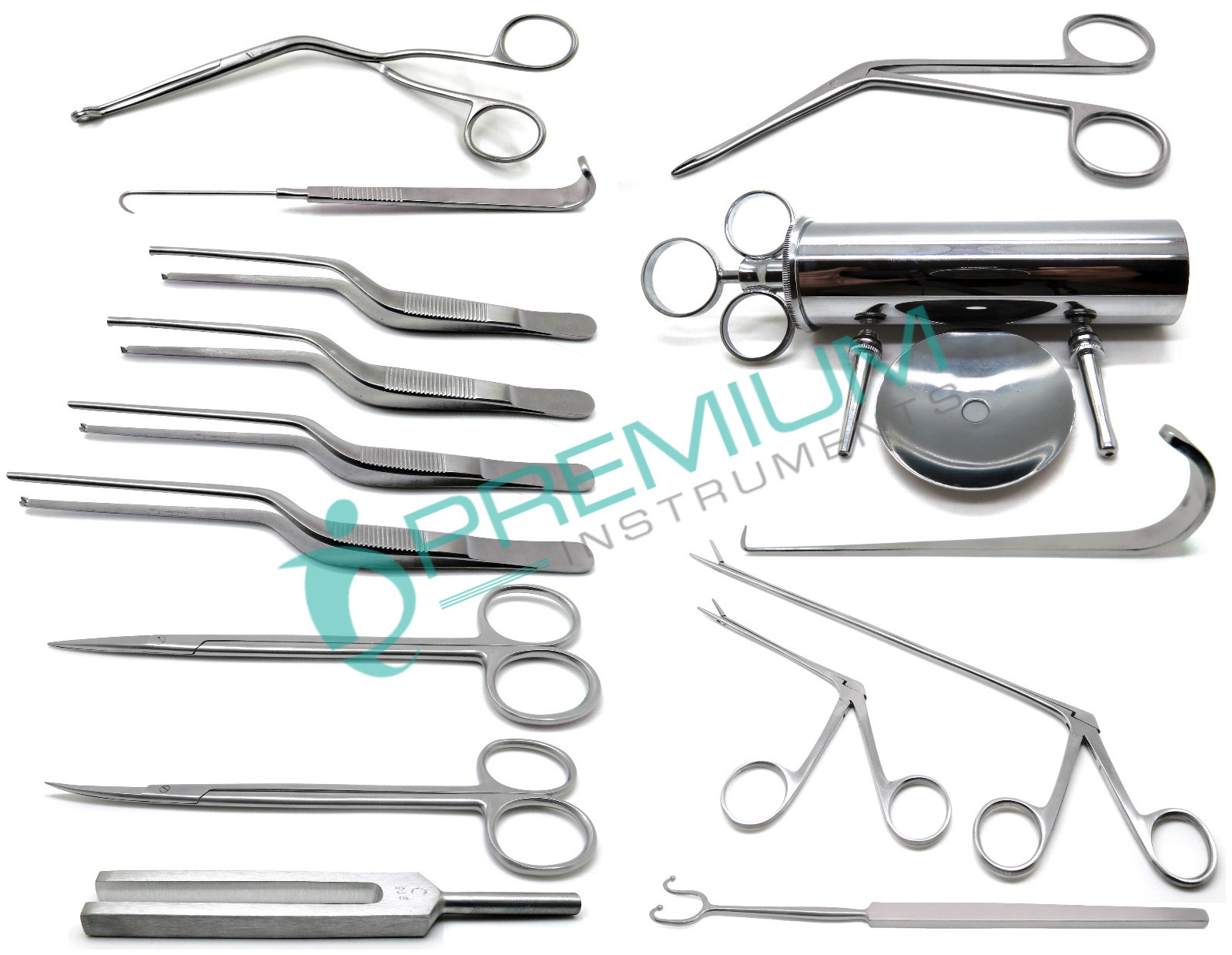 15 Pcs ENT Alligators Scissor Tweezer Retractors Syringe Forceps Set