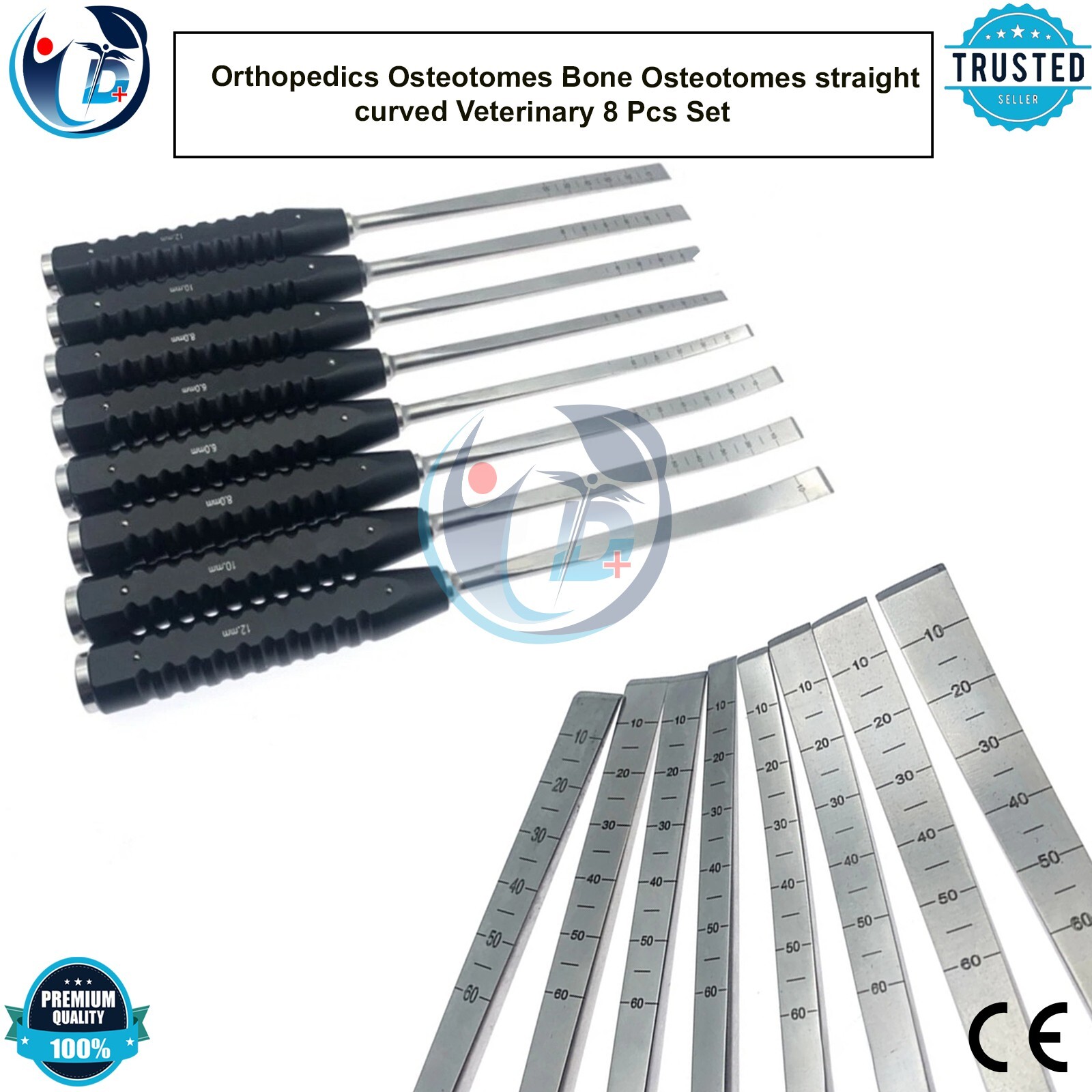 Orthopedics Osteotomes Bone Osteotomes straight curved Veterinary 8 Pcs Set