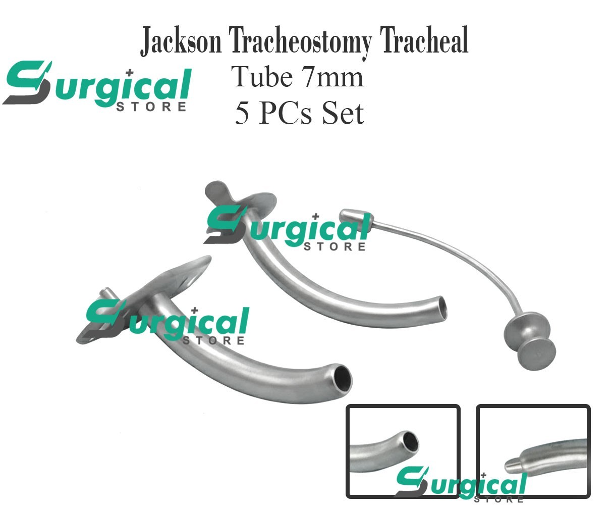 Jackson Tracheostomy Tracheal Tube 7mm 5 PCs Set Steel Surgical ENT Instrument