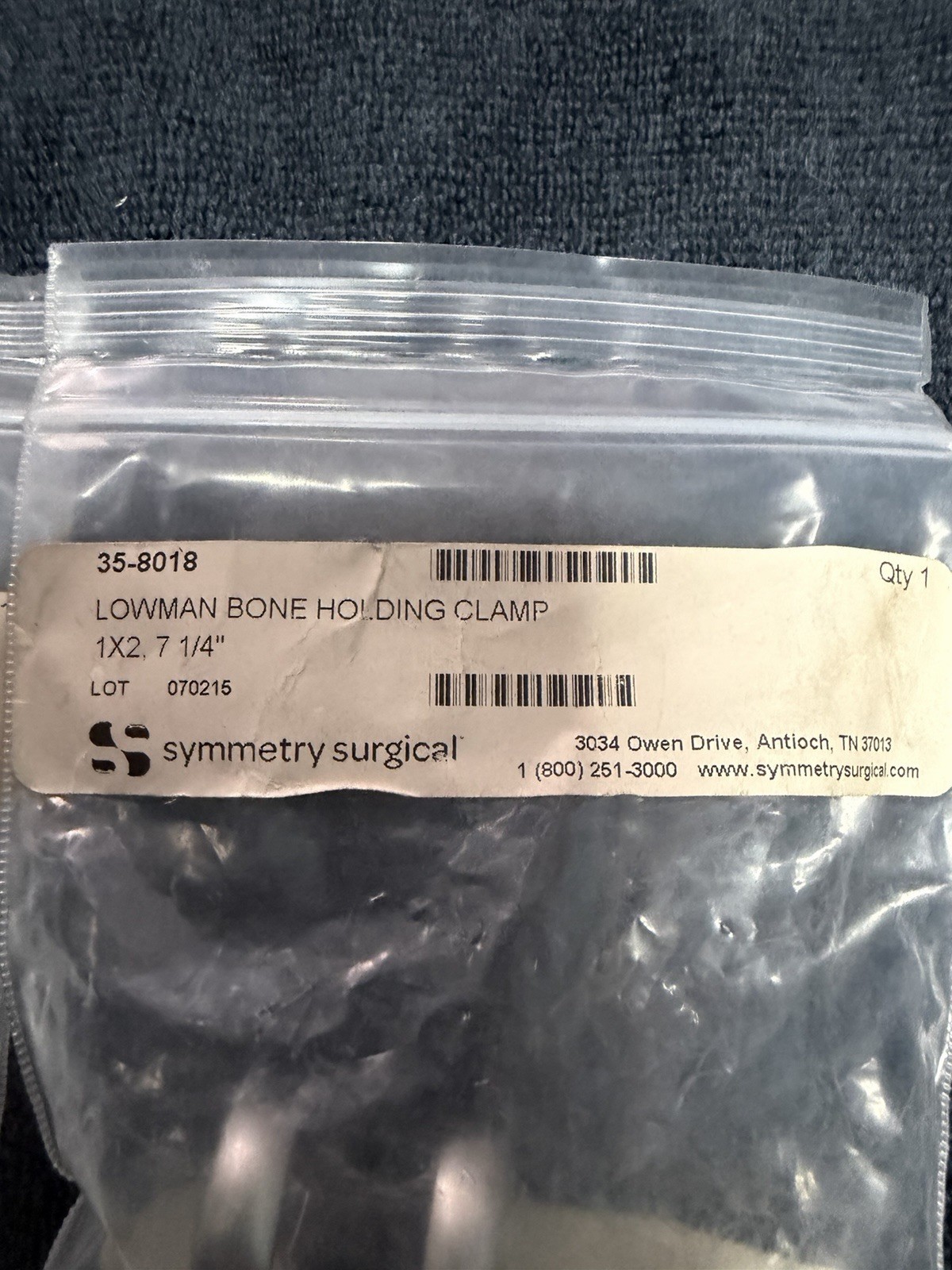 Symmetry Surgical Lowman Bone Holding Clamp 1×2 7 1/4in 35-8018 Orthopedic (2)