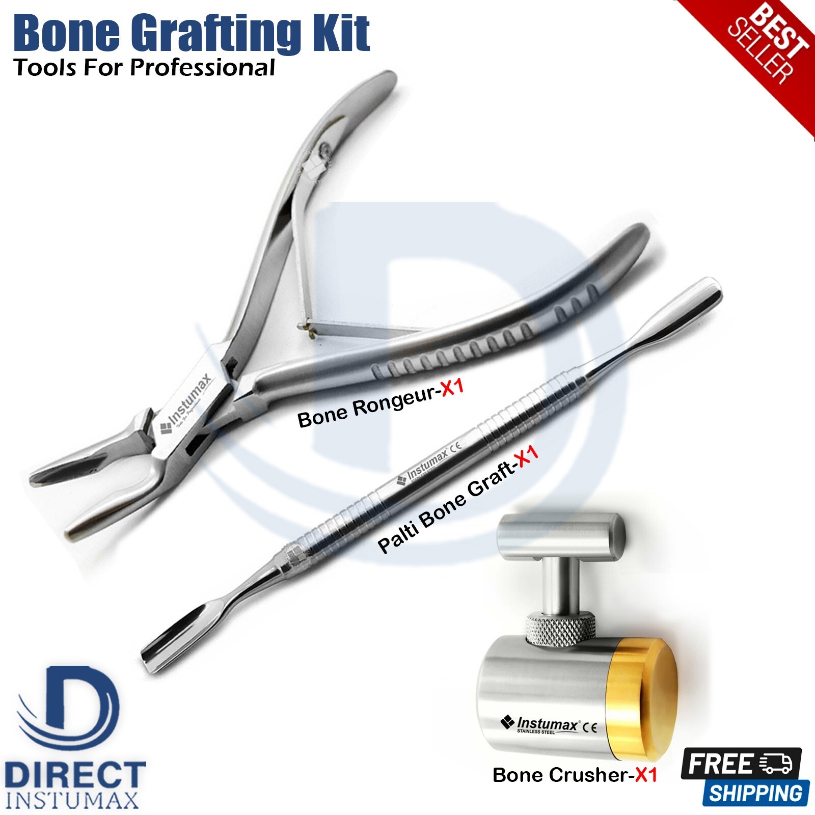 Dental Implant Orthopedic Tools Set Bone Rongeur Plier Palti Bone Graft Crusher