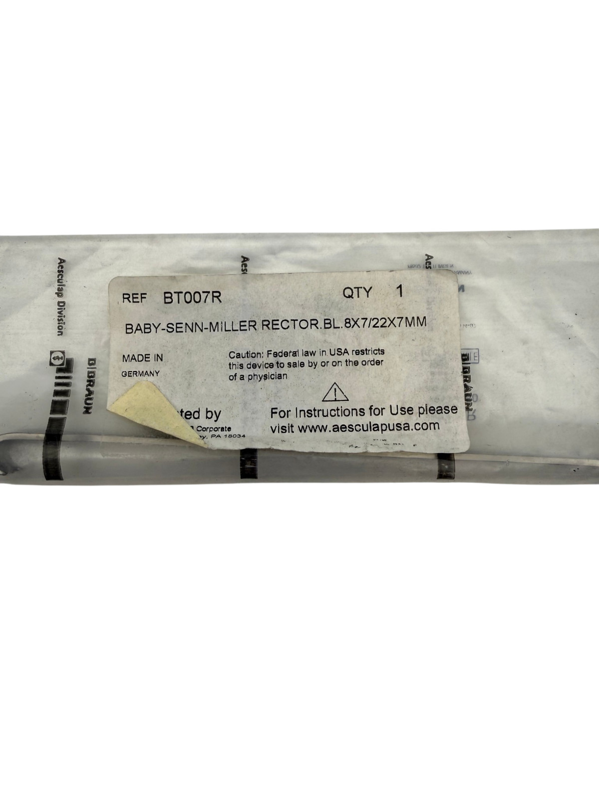 Aesculap BT007R Senn-Miller Wound Retractor Flat Handle 6⅛”