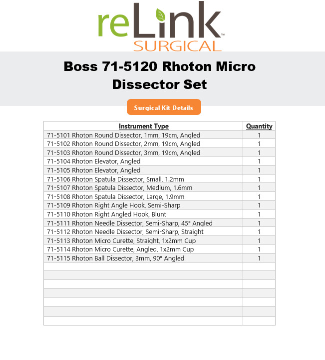 Boss Surgical 71-5120 Rhoton Micro Dissector Set