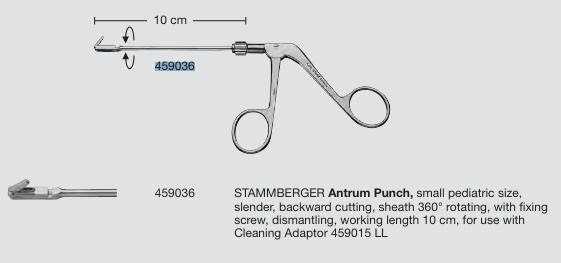 Karl Storz 459036 Stammberger Antrum Punch 360° Rotatable Backward Cut Pediatric
