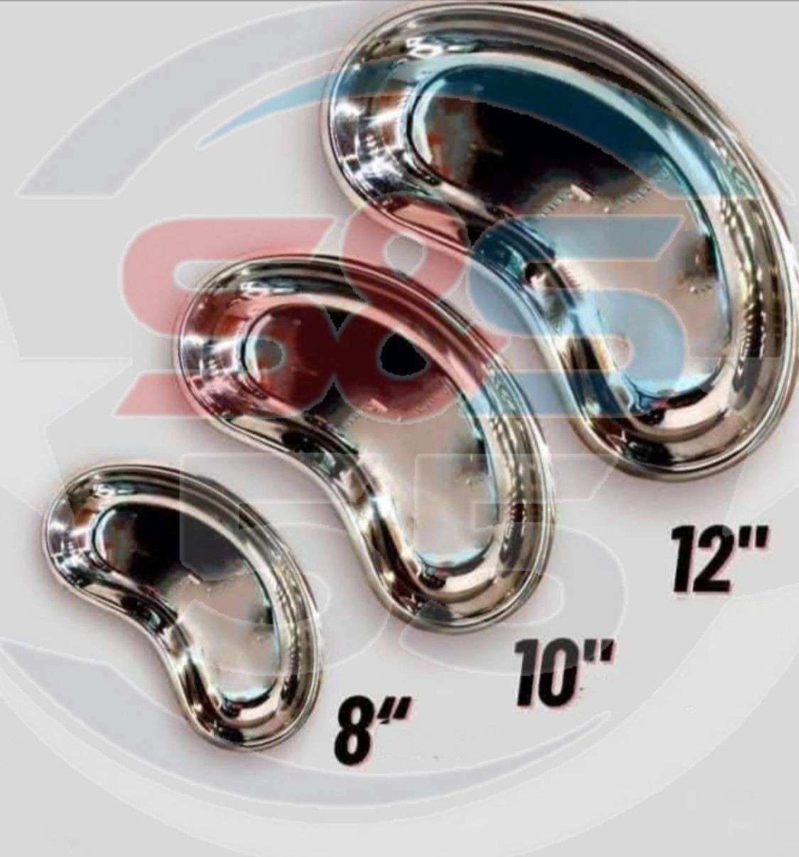 3 Pieces Set Kidney Tray Dish Basin Stainless Steel 8-10-12 Inch Set OR Grade