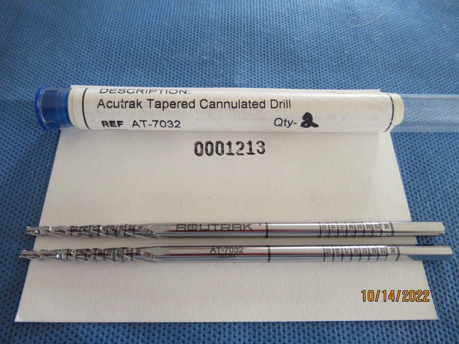 1213 Acutrak tapered cannulated Drill bits AT-7032 X 2