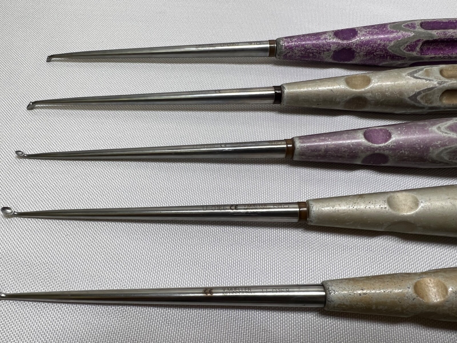 Lot Of 9 V. Mueller Chroma-Line 10″ Upper Spine Curettes Neurology Spine