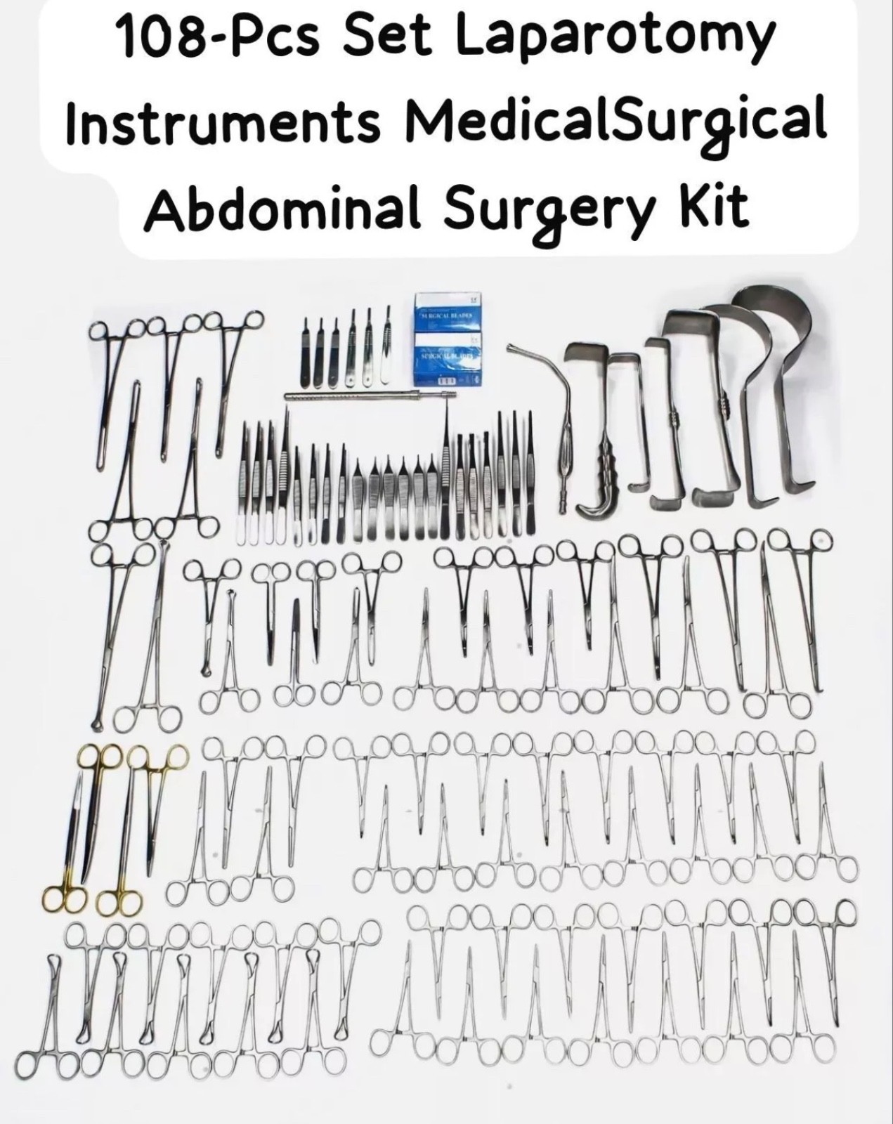 108-Pcs Set Laparotomy Instruments MedicalSurgical Abdominal Surgery Kit