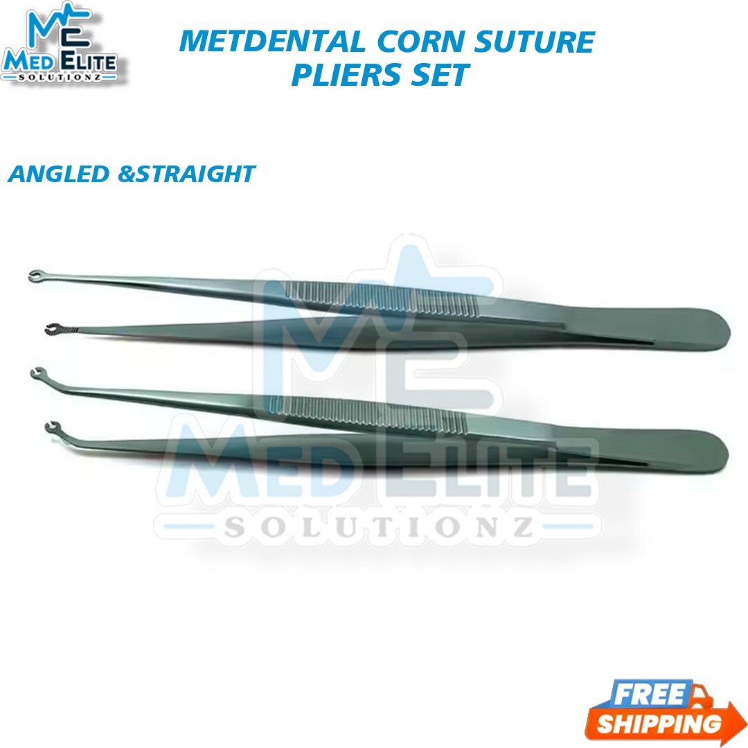 Dental Corn Suture Angled, Straight Pliers 6 Surgical Forceps Tweezers Set of 2