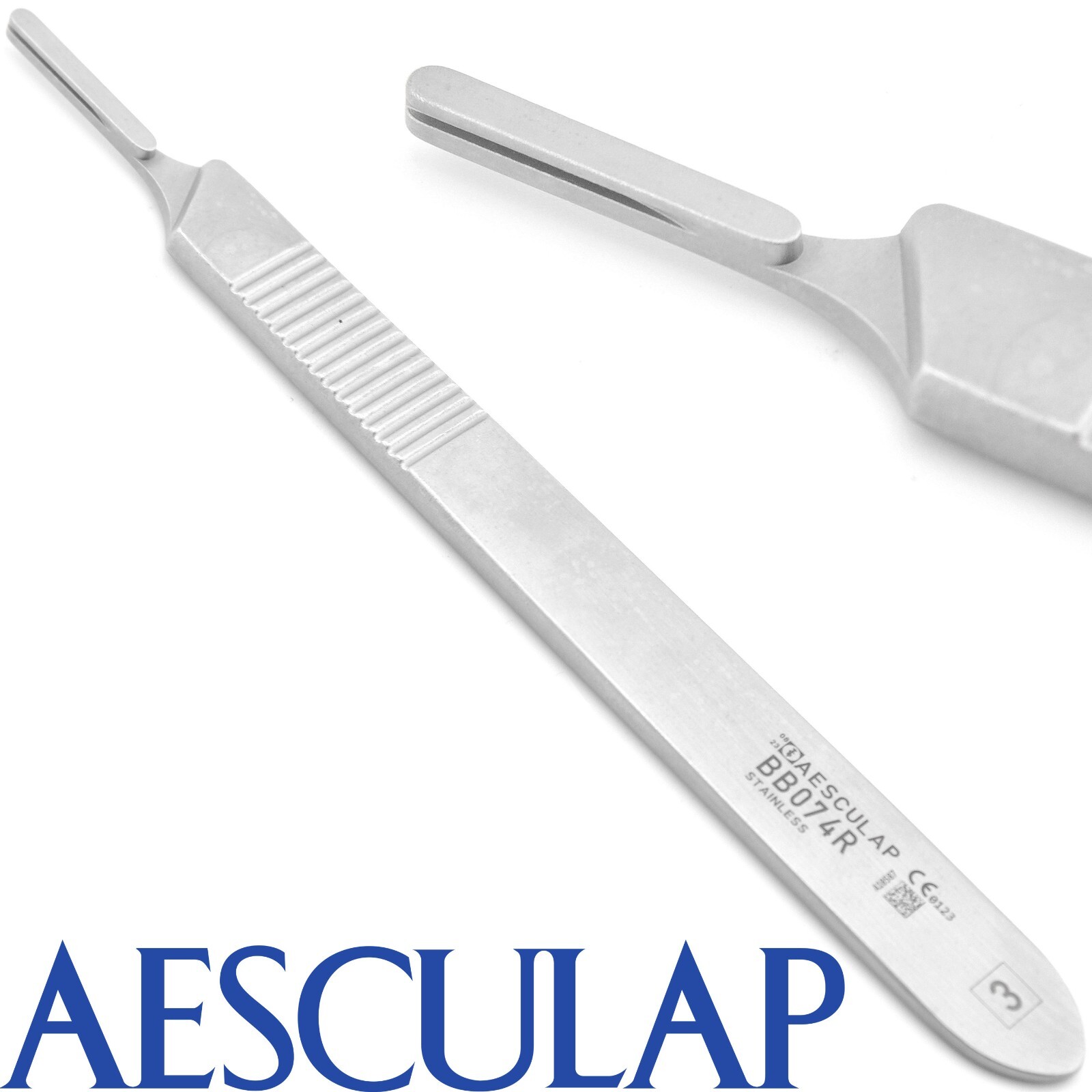 Aesculap BB074R Knife Handle #3 with MM and CM Scale, (Matte Finish), 5″ (125mm)