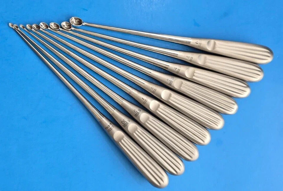 Turtle Brun Bone Curette Set 9pcs Orthopedic Surgical Sizes 000-6 CE