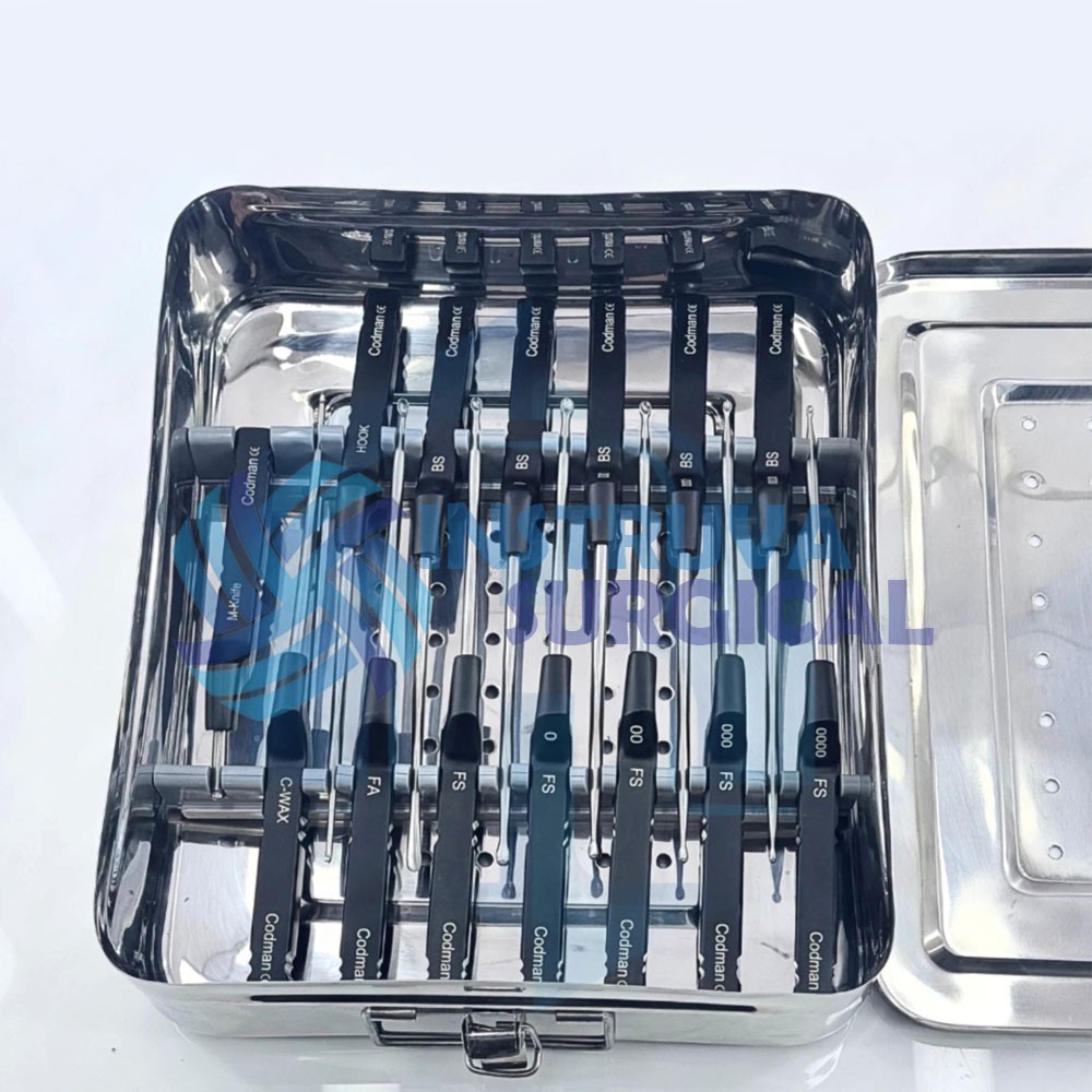 Karlin Style Lumbar Bayonet Curettes Set (14 Pcs) Microdiscectomy Instruments