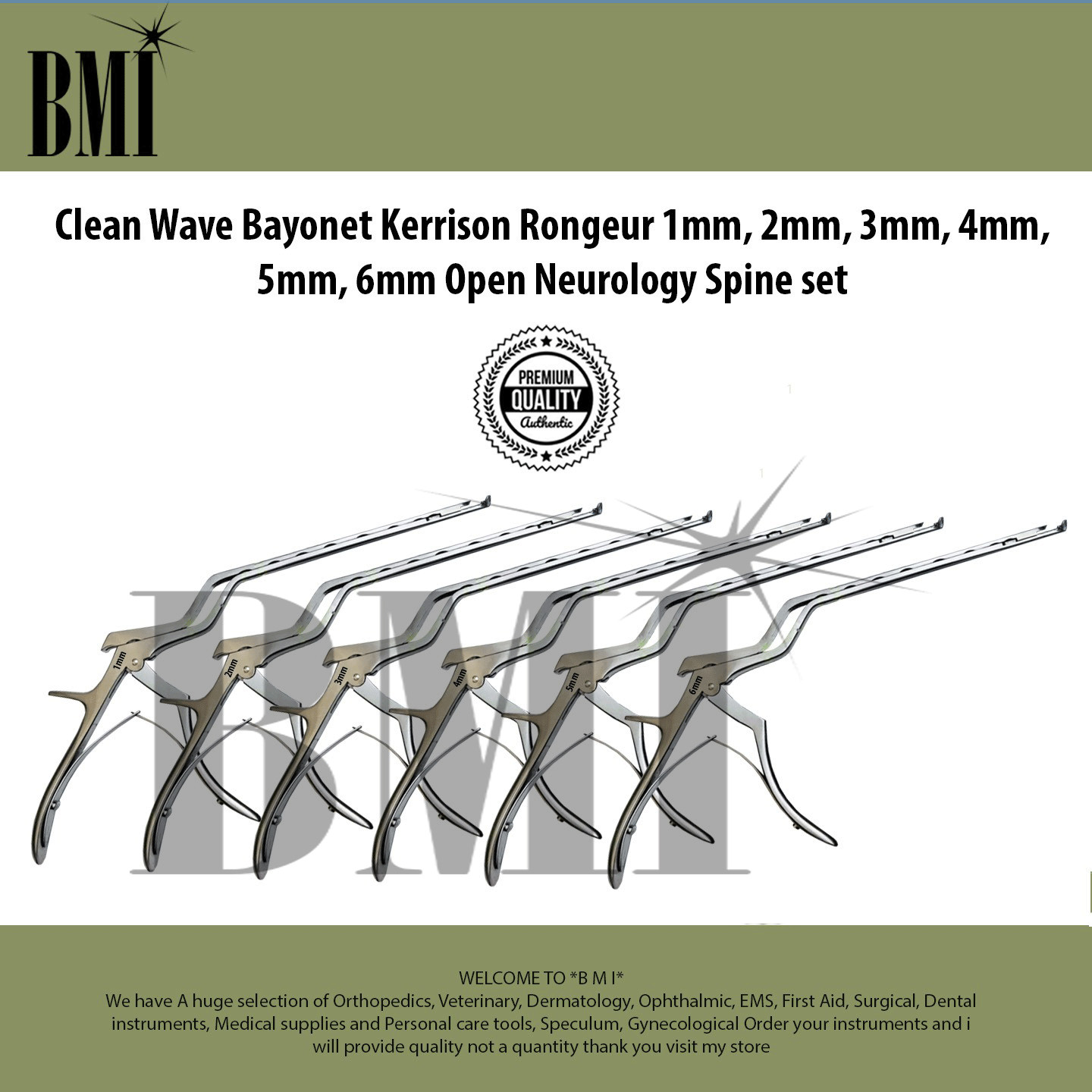 Clean Wave Bayonet Kerrison Rongeur 1mm,2mm,3mm,4mm,5mm,6mm Open Neurology Set 