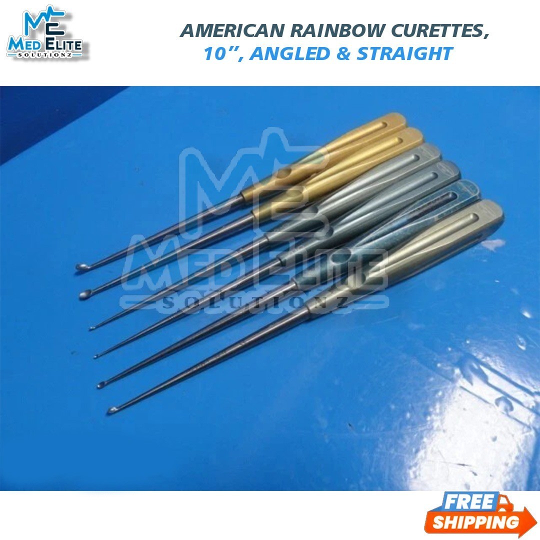 Life Instr Assorted Size American Rainbow Curettes, 10