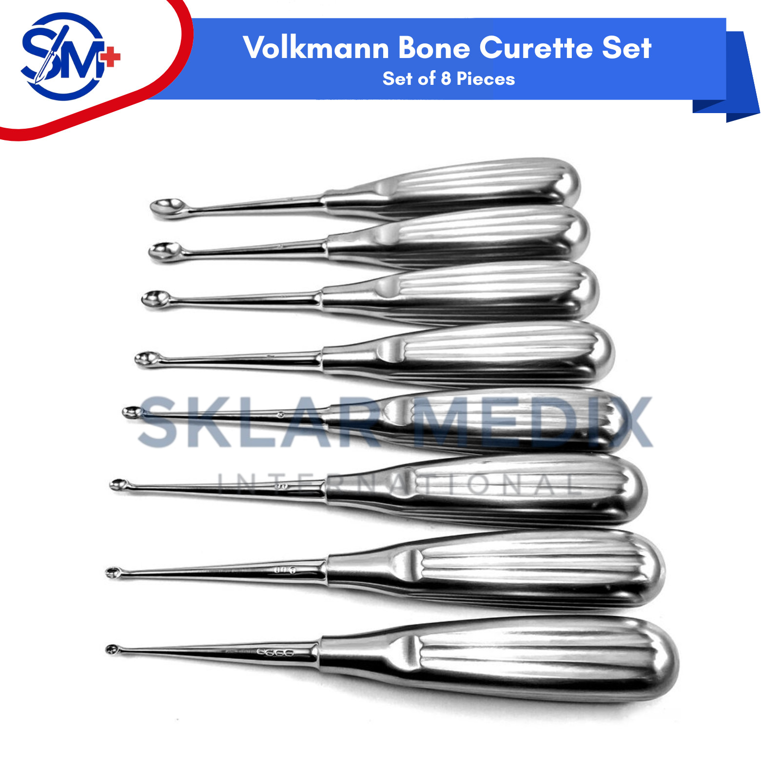 Volkmann Bone Curettes Set of 8 Pieces Orthopedic Spine Surgical Instruments CE