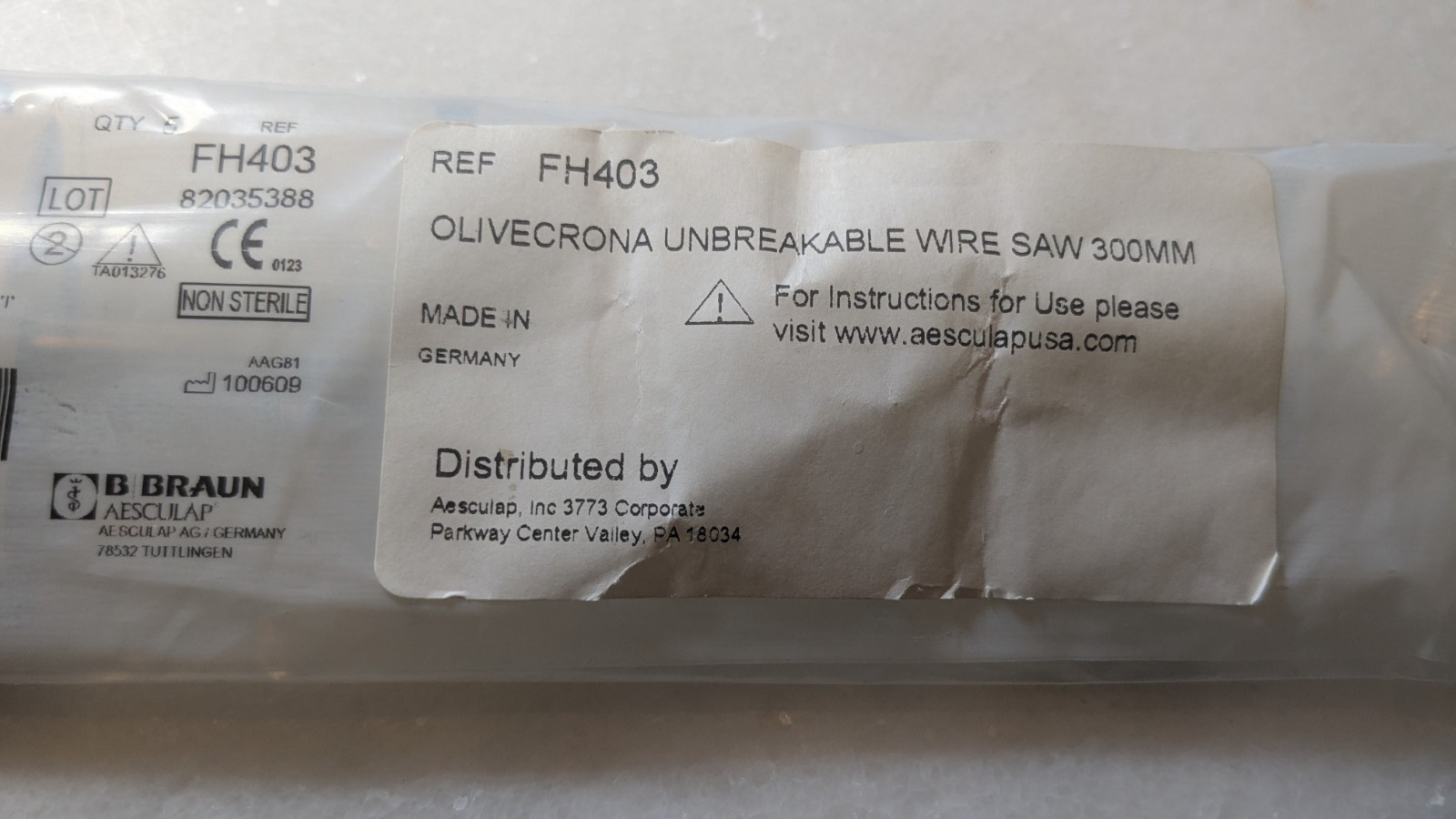 B. Braun Aesculap Olivecrona Unbreakable Wire Saw FH403
