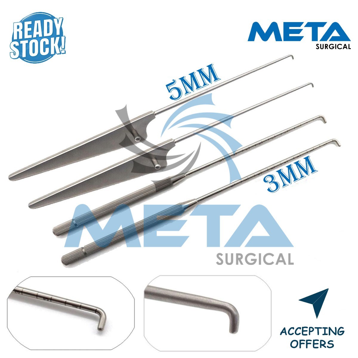 Arthroscopy Probe 3mm & 5mm New Arthroscopic instruments 4 pcs Set