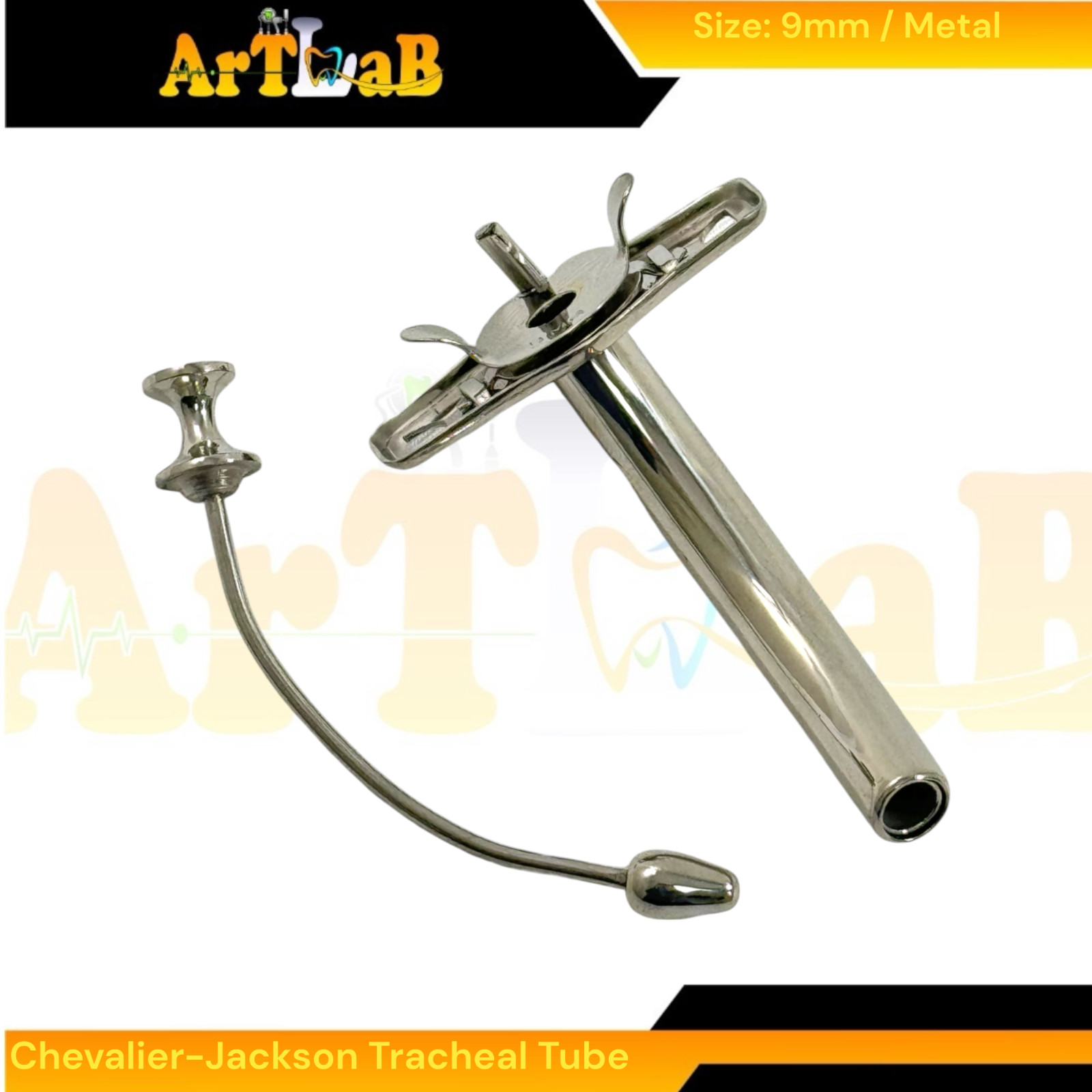 Chevalier Jackson Tracheostomy Tracheal Tube 9mm ENT Instruments (Size 9) Metal