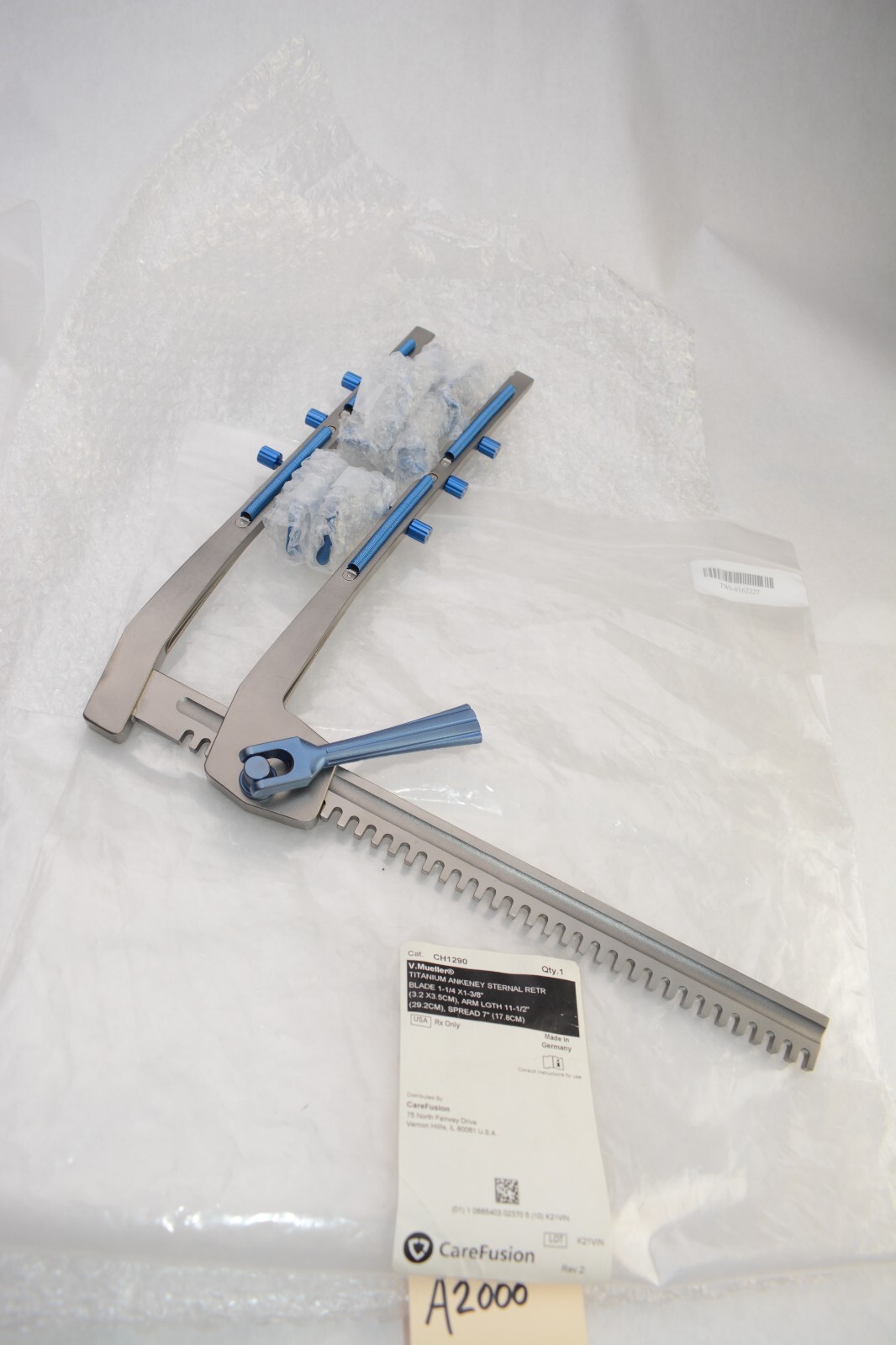 NEW V. Mueller Titanium ANKENEY Sternal Retractor CH1290 11-1/2″ Arm 7″ Spread
