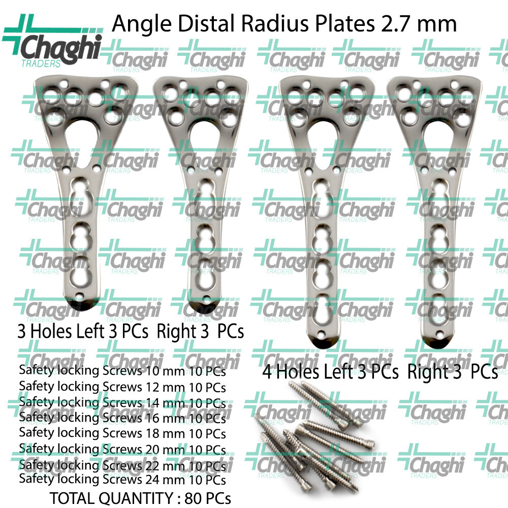 Orthopedic 2.7mm Angle Distal Radius Plates Left & Right 12 plates Screw 80 PCs